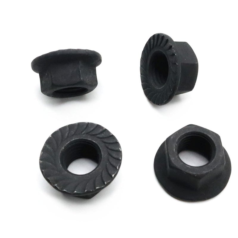 QYIMLI 20Pcs M10 x 1.25mm Flange Nut, Carbon Steel Thread Hardware Nuts Serrated Flange Lock Nuts Metric Hex Flange Nuts Bright Finish (Black) - Image 3